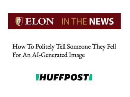 Elon in the News logo with Huffington Post headline and mark